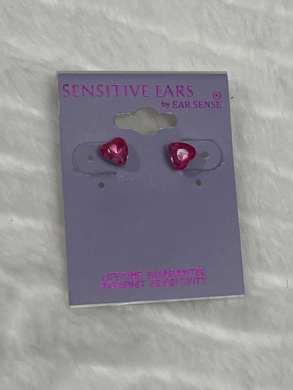Pink‎ Crystal Heart Stud Earrings by Ear Sense sensitive ears studs